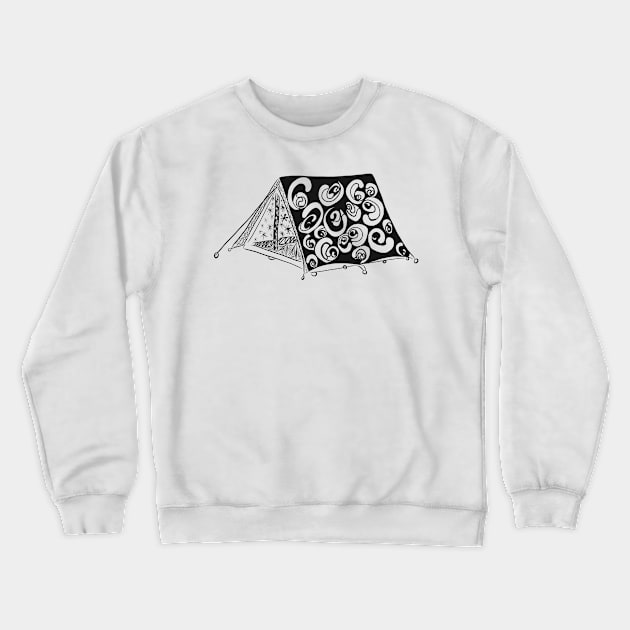 Camping Tent Line Drawing Crewneck Sweatshirt by littlecurlew